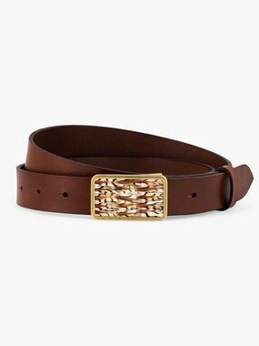 Brackish Trippin’ Tipsey Quail Feather Leather Belt Size 26